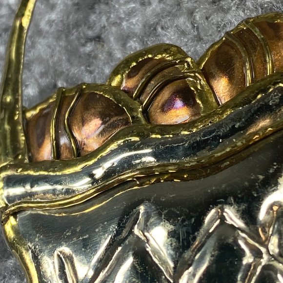 Easter Basket Jewelry Pin Brooch Silver Gold Color Metal Bow Eggs Handle Holiday - Picture 15 of 16